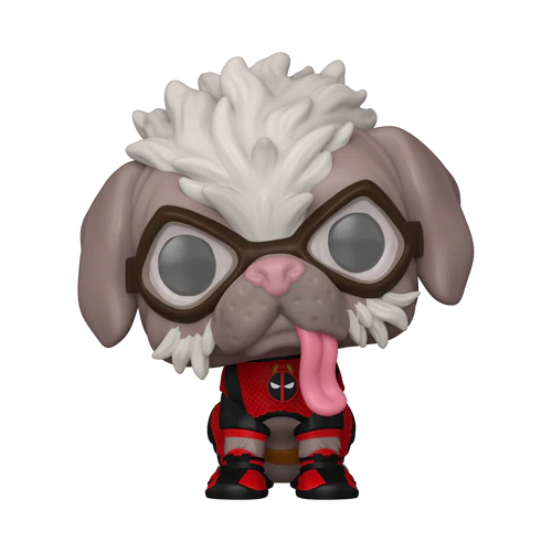 Pop! Dogpool-collectible in opvallende rode en zwarte kleuren, perfect voor Marvel-fans.