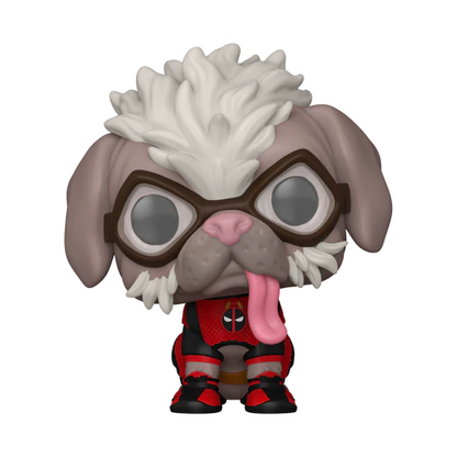 Pop! Dogpool-collectible in opvallende rode en zwarte kleuren, perfect voor Marvel-fans.