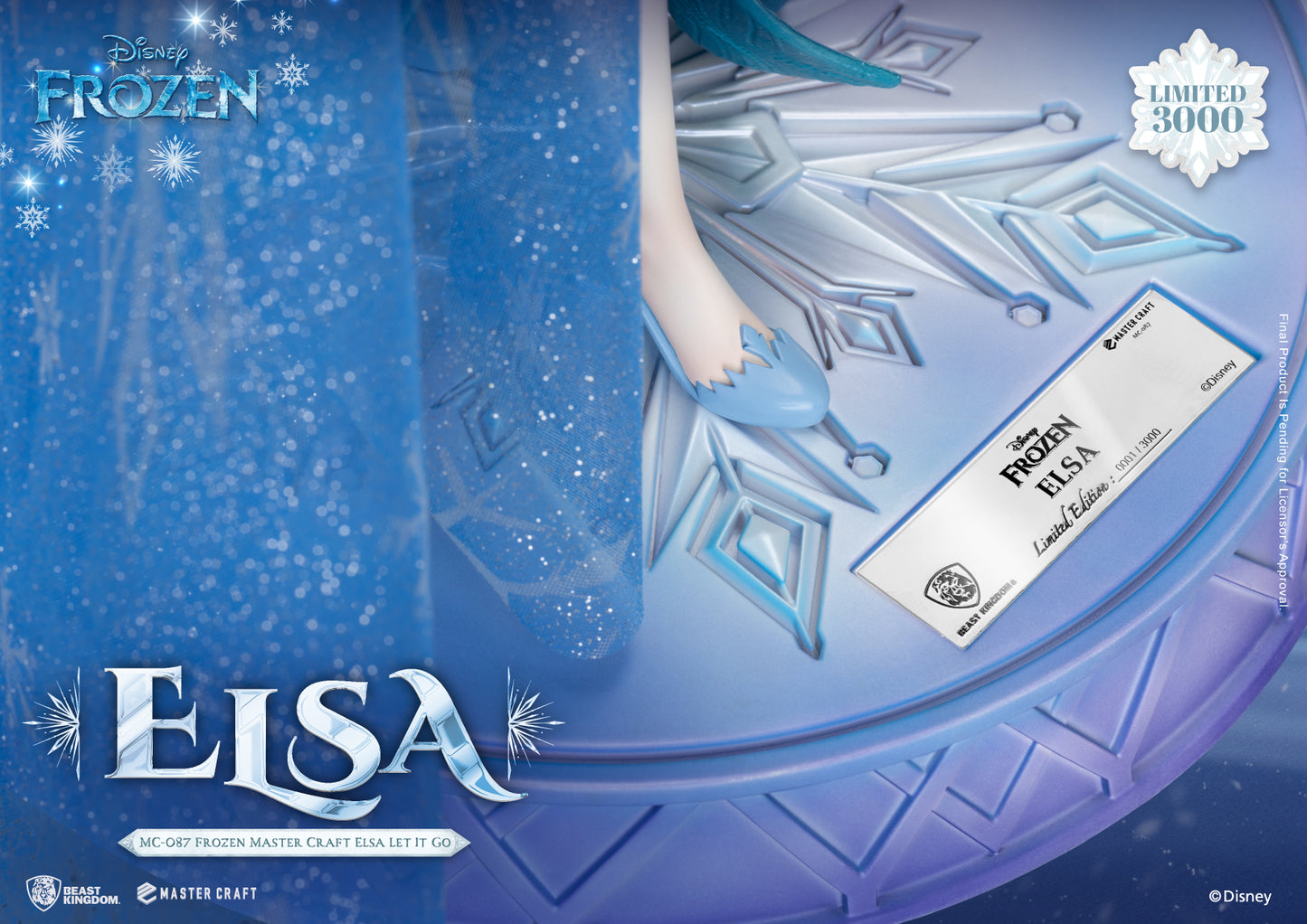 Frozen’s iconische Elsa als limited edition collectible, met unieke glanzende details en zelfverzekerde houding, ontworpen door Beast Kingdom.