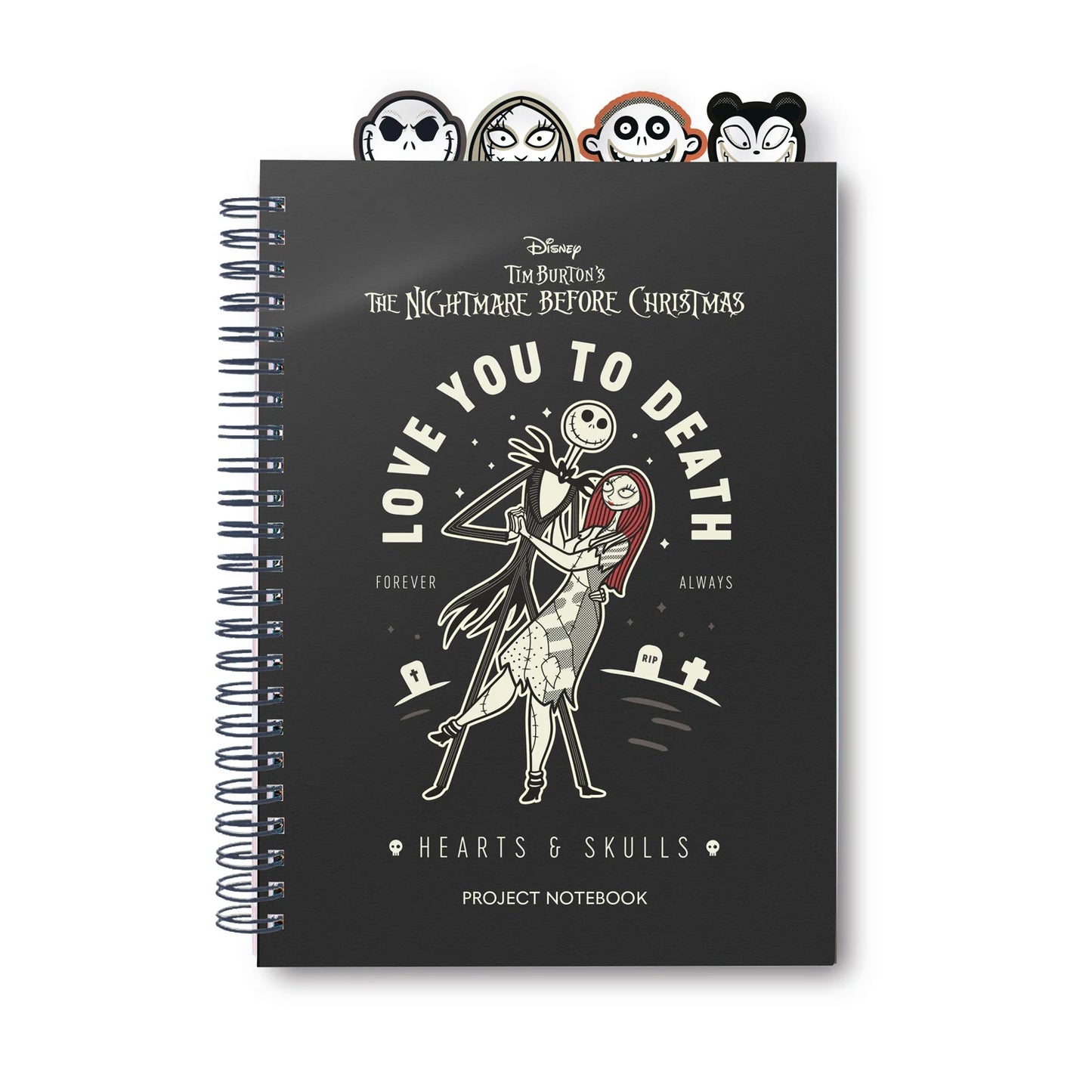 Houd je taken en ideeën bij in stijl met dit prachtig ontworpen notitieboek, geïnspireerd door Jack Skellington, Sally en andere personages uit Tim Burton's iconische film.