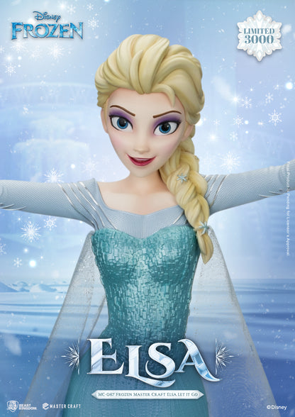 Beast Kingdom’s Elsa-beeld met 3D-sculpting en transparante stoffen die de sprankeling van sneeuw nabootsen, limited edition met uniek plaquette.