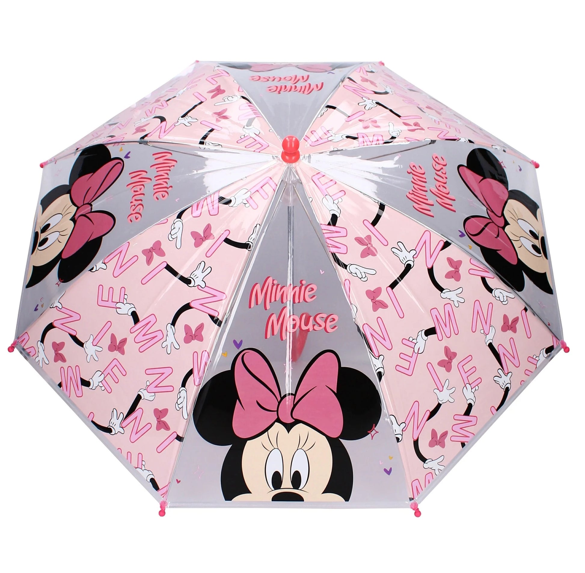 Een gemakkelijk te hanteren, lichtgewicht paraplu met een schattige Minnie Mouse print uit de “Sunny Days Ahead” collectie, ideaal voor kinderen om zelf te openen en te sluiten.