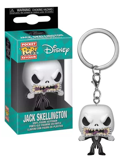 Pocket Pop! Jack Skellington Scary Sleutelhanger - Gedetailleerde mini-figuur van de Pumpkin King uit Tim Burton's The Nightmare Before Christmas, perfect voor fans van het klassieke verhaal.