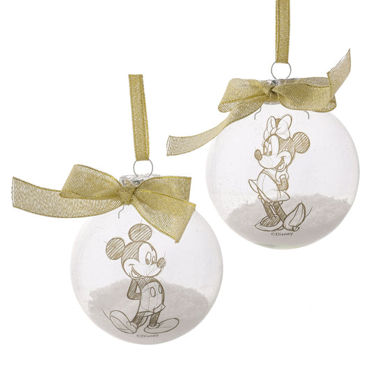 Disney Set of 2 Mickey and Minnie Mouse Christmas Baubles