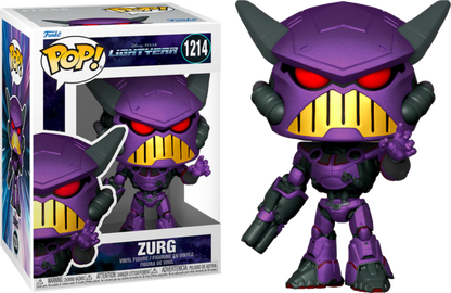 Funko Pop! Vinyl-figuur van keizer Zurg uit de Lightyear-film, met een dreigend ontwerp en zijn leger van robots.