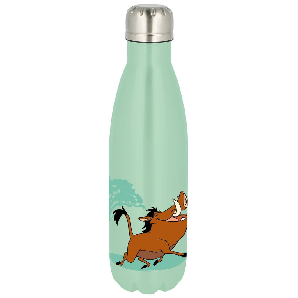 Elegante roestvrijstalen fles met Pumba van The Lion King, met een lekbestendige schroefdeksel en een inhoud van 780 ml.