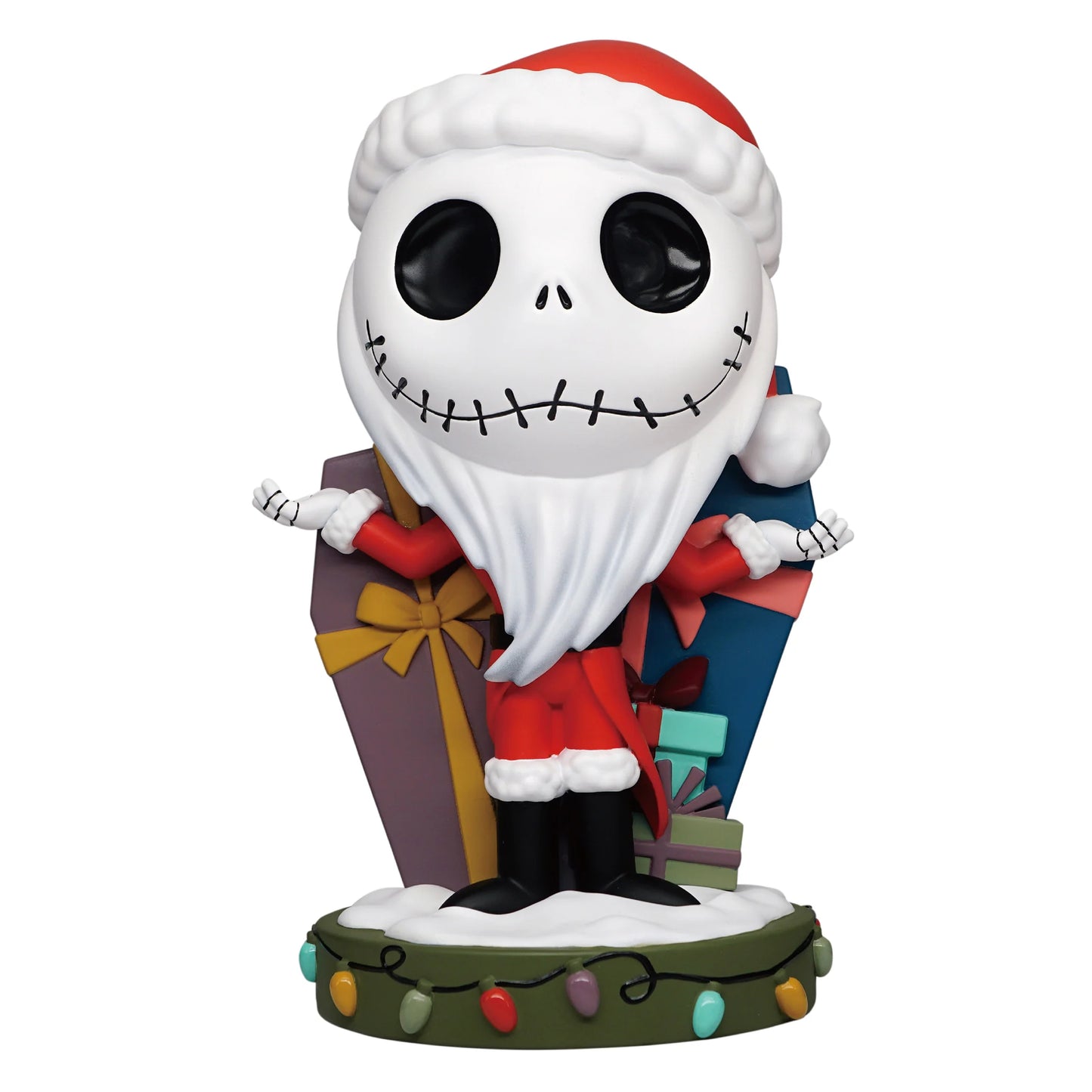 Voeg wat magische kerststemming toe aan je huis met de 'Santa Jack' spaarpot uit The Nightmare Before Christmas. Deze spaarpot toont Jack Skellington in zijn kerstmanoutfit, met een vrolijke glimlach die de unieke sfeer van Halloween Town en Christmas Town vastlegt. Gemaakt van hoogwaardig materiaal, is het zowel een praktische spaarpot als een charmante decoratie voor elke fan van deze geliefde film. Perfect voor sparen of het aanvullen van je verzameling!