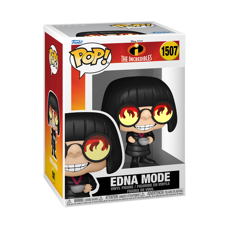 Laat de mode-icoon uit The Incredibles je collectie versterken! Met haar bril die haar laatste succes weerspiegelt, is Edna Mode klaar om je te inspireren met haar onmiskenbare stijl en creaties. Vier het 20-jarig jubileum van Disney Pixar’s The Incredibles door haar toe te voegen aan je heldenreeks!