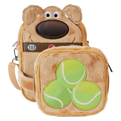 Loungefly Disney-Pixar Up tas met een schattige Dug in golden retriever-stijl, inclusief verstelbare schouderriem en tennisballen ontwerp.