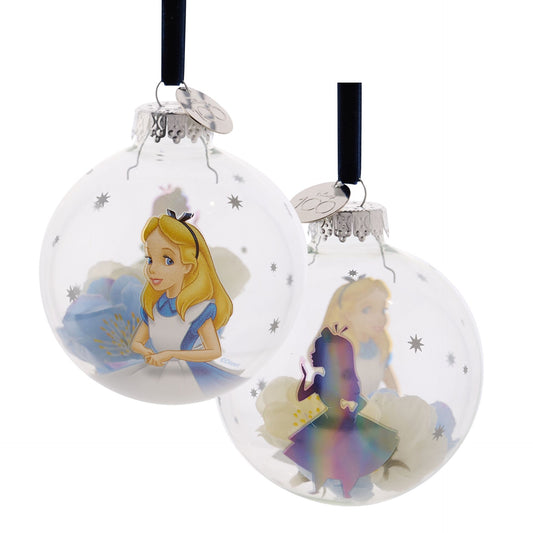 Disney 100 Alice in Wonderland Glass Christmas Bauble 