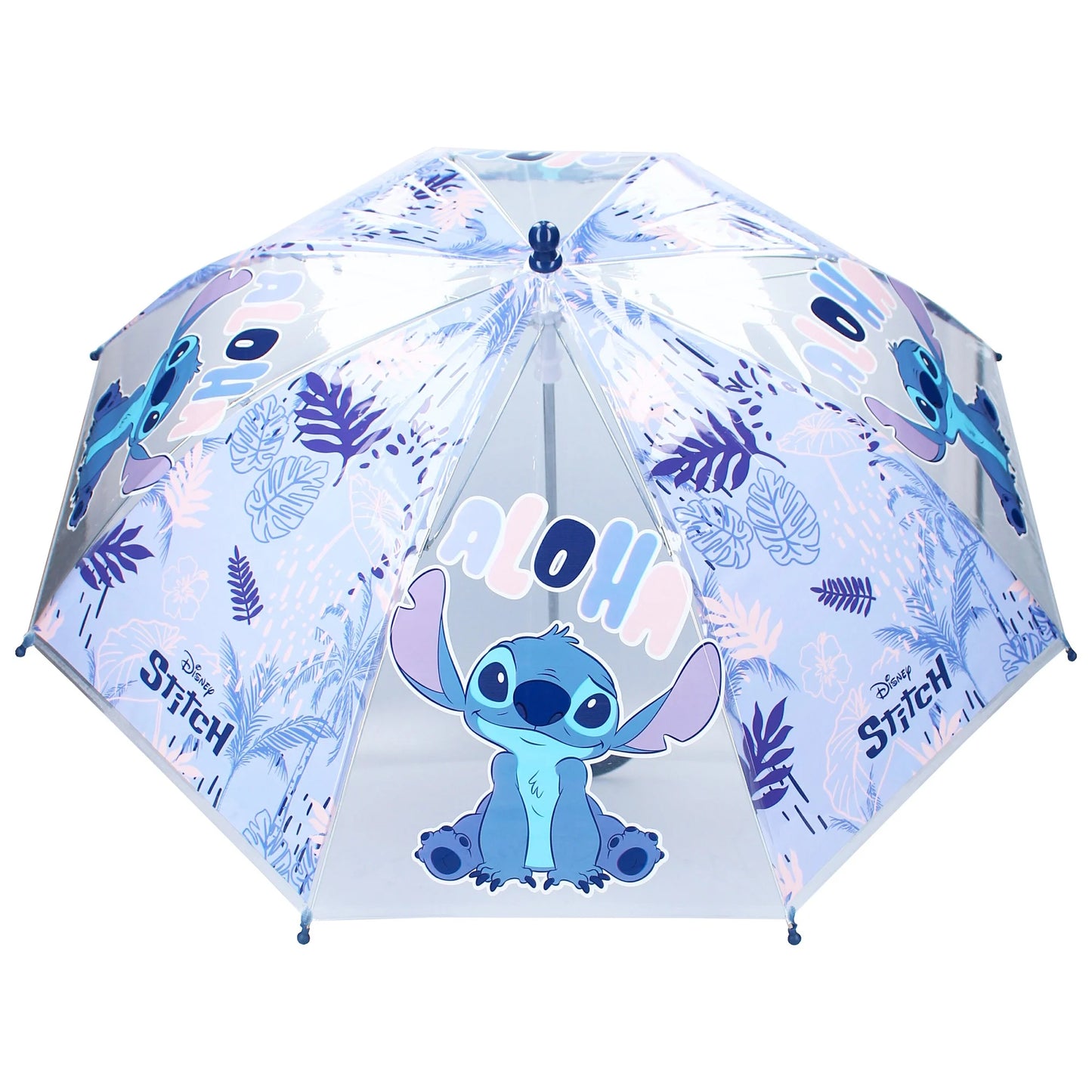 Houd je kind droog met de schattige paarse paraplu uit de Stitch's Rainy Days collectie, met vrolijke Stitch- en bloemenprints.