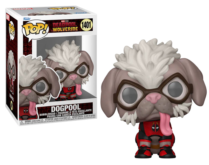 Pop! Dogpool-figuur uit de Marvel Studios' Deadpool & Wolverine-collectie, klaar om je antihelden-display compleet te maken.