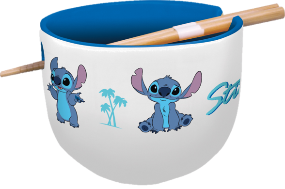 Stitch ramenkom met een inhoud van 450 ml, gemaakt van hoogwaardig keramiek, met een kleurrijk ontwerp van het beroemde Disney-personage Stitch, ideaal voor Aziatische gerechten.