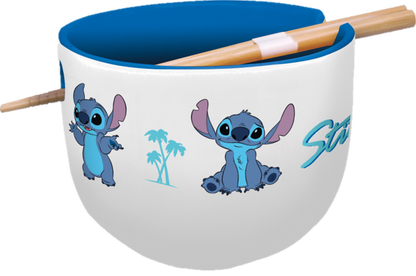 Stitch ramenkom met een inhoud van 450 ml, gemaakt van hoogwaardig keramiek, met een kleurrijk ontwerp van het beroemde Disney-personage Stitch, ideaal voor Aziatische gerechten.