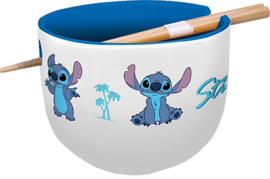 Stitch ramenkom met een inhoud van 450 ml, gemaakt van hoogwaardig keramiek, met een kleurrijk ontwerp van het beroemde Disney-personage Stitch, ideaal voor Aziatische gerechten.