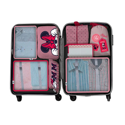 Reis in stijl met de Minnie Koffer Organizer Set, die het gemakkelijk maakt om je spullen netjes en toegankelijk te houden, of je nu op vakantie of een weekendje weg bent.