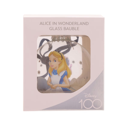 Disney 100 Alice in Wonderland Glass Christmas Bauble 