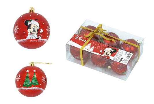 Disney Mickey Weihnachtskugeln Set 6 'Rot'