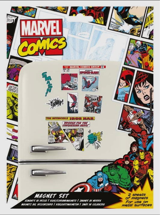 "Marvel Comics Heroes Magneten Set: Iconische superhelden en symbolen uit het Marvel-universum geven deze magneten een krachtige uitstraling."